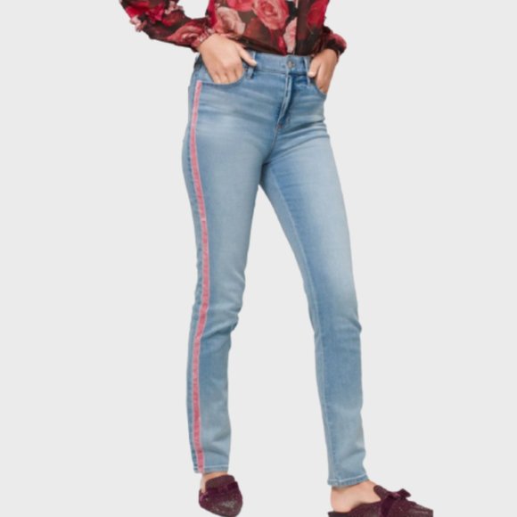 WHBM High-Rise Everyday Soft Denim Slim Ankle Jeans With Piping Detail - Picture 2 of 10